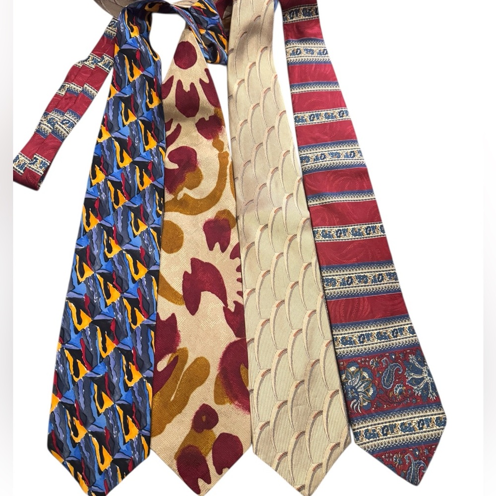 Vintage90s SilkTie Lot Claude Montana Joseph Bert Pulitzer Abstract Wide Necktie